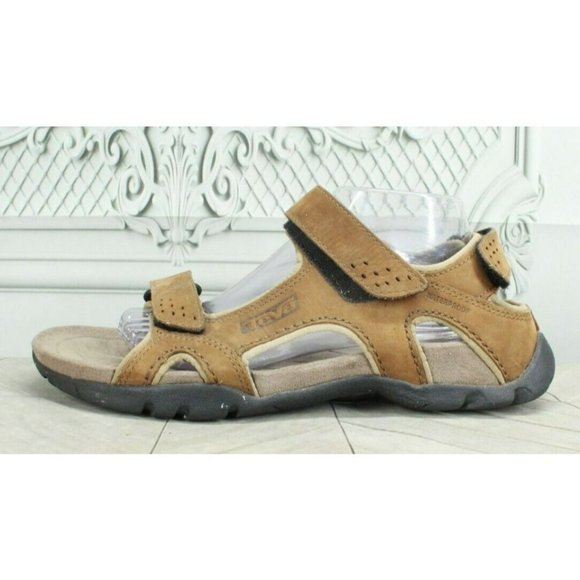 Teva Other - Teva Fossil Canyon  Brown Leather Waterproof Hiking Trail Sandals Size 10